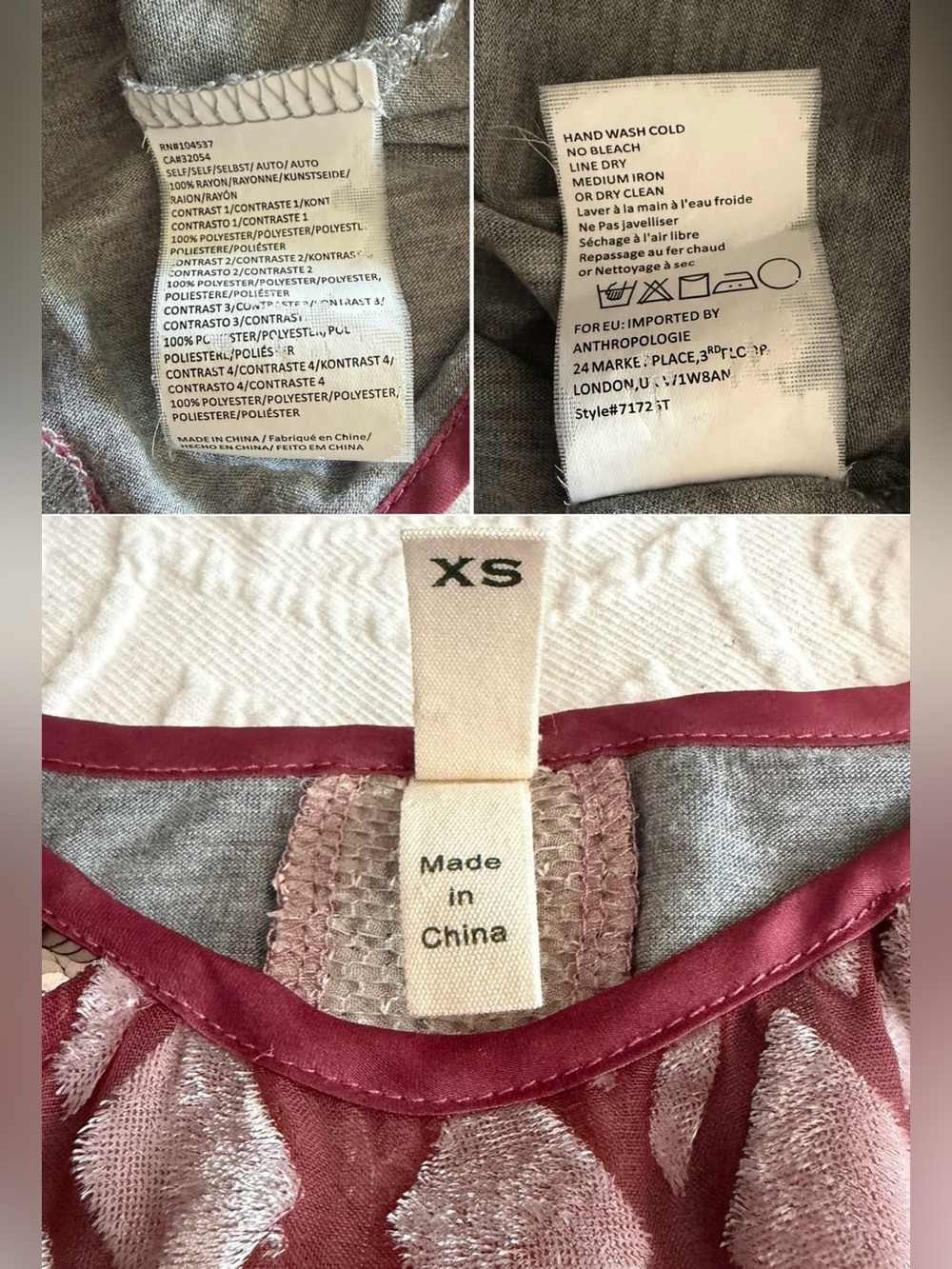 Anthropologie Velvet Patchwork Tee by Tiny -size XS (oversized) -mixed media top - Picture 13 of 16